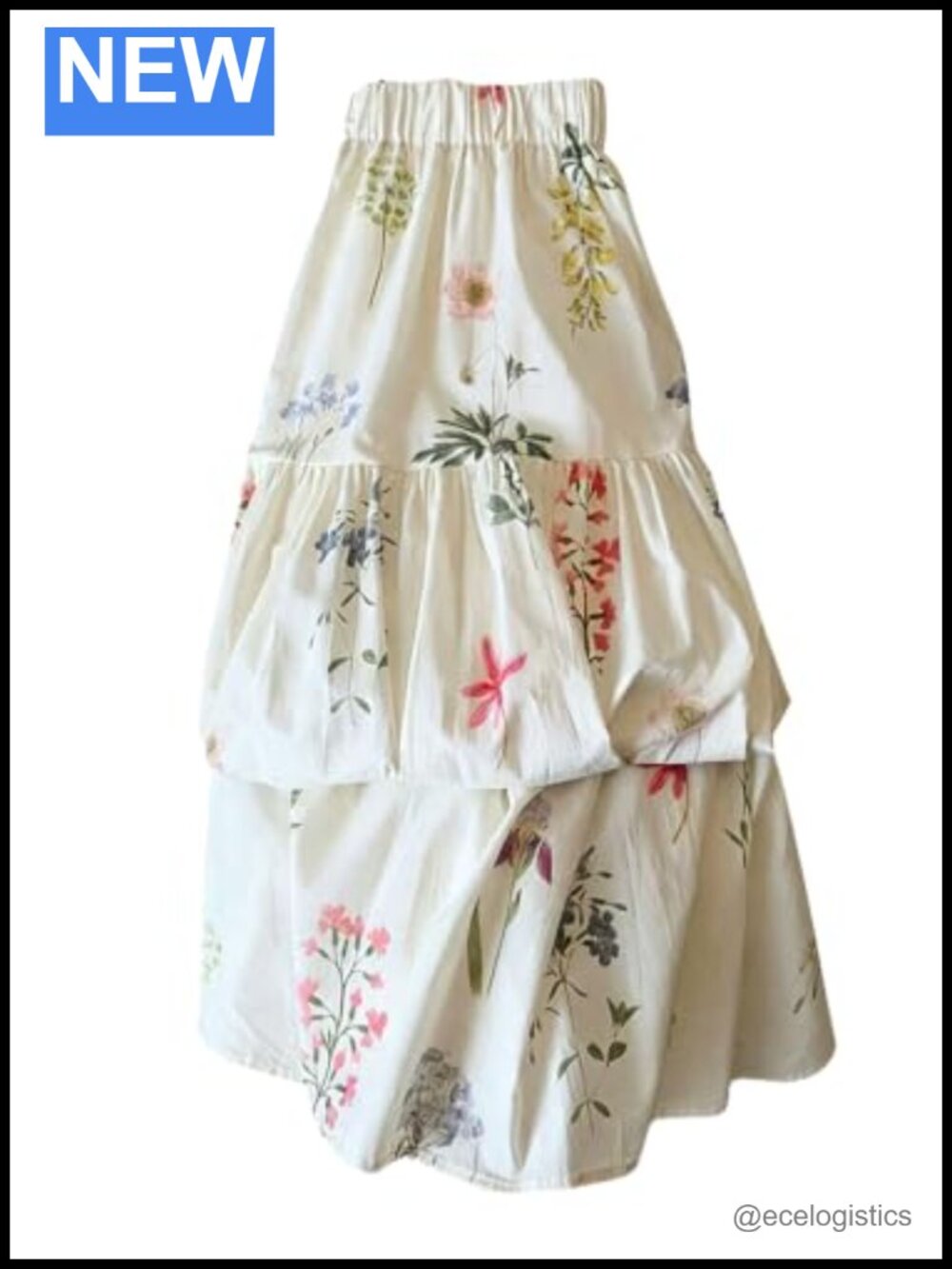 Women's Floral Maxi Skirt A-Line Elastic High Waisted Ruffle Flowy Boho